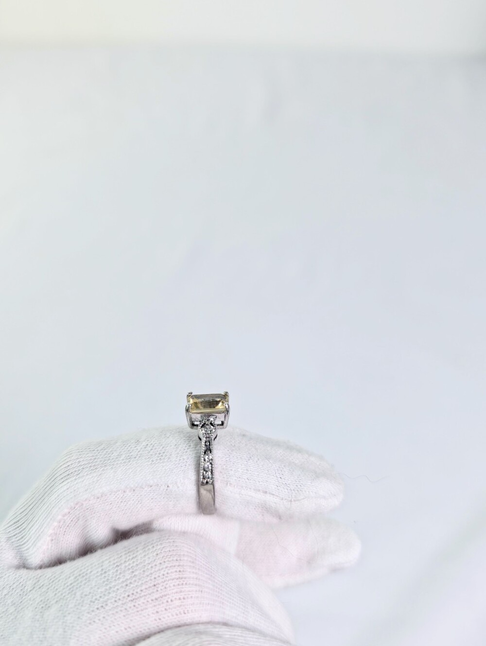 Vintage Avon Citrine Ring CZ Accents 925 Sterling Silver Size 8 Yellow Gemstone - Picture 5 of 10